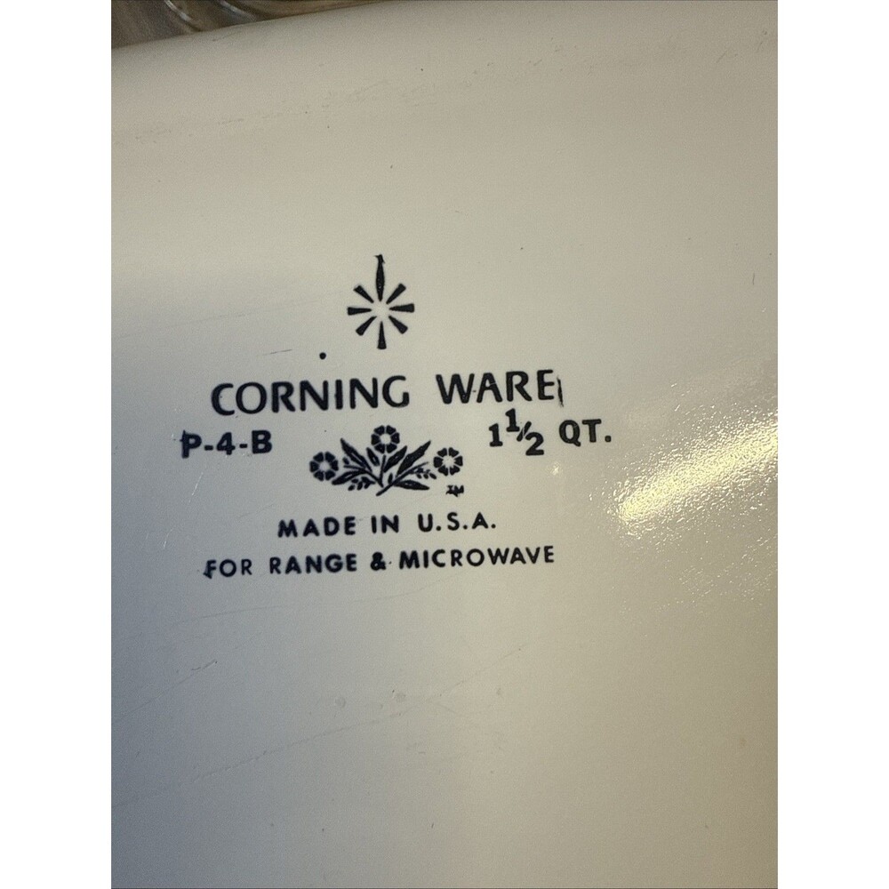 Vintage CorningWare Blue Cornflower‎ Casserole Dish  Qt with Lid P-4-B